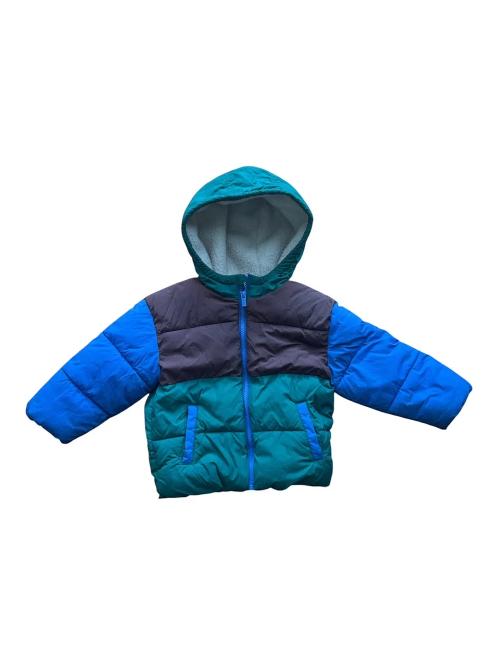 Old Navy Coat Sherpa Fleece Lined Puffer Colorblock